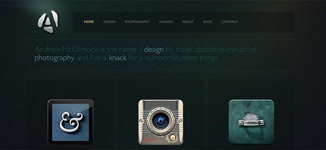 Andrew McClintock – website screenshot
