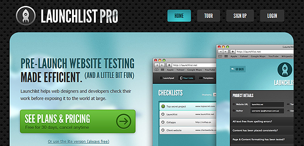 Launchlist Pro – website screenshot