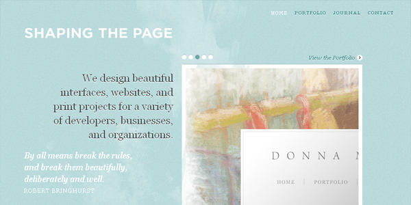 Shaping The Page – website screenshot