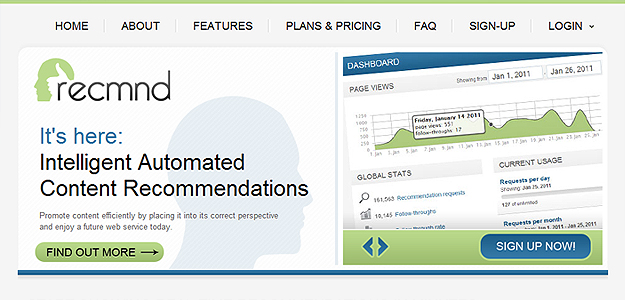 Recmnd – website screenshot