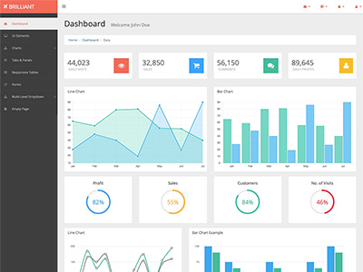 Brilliant Free Bootstrap Admin Template