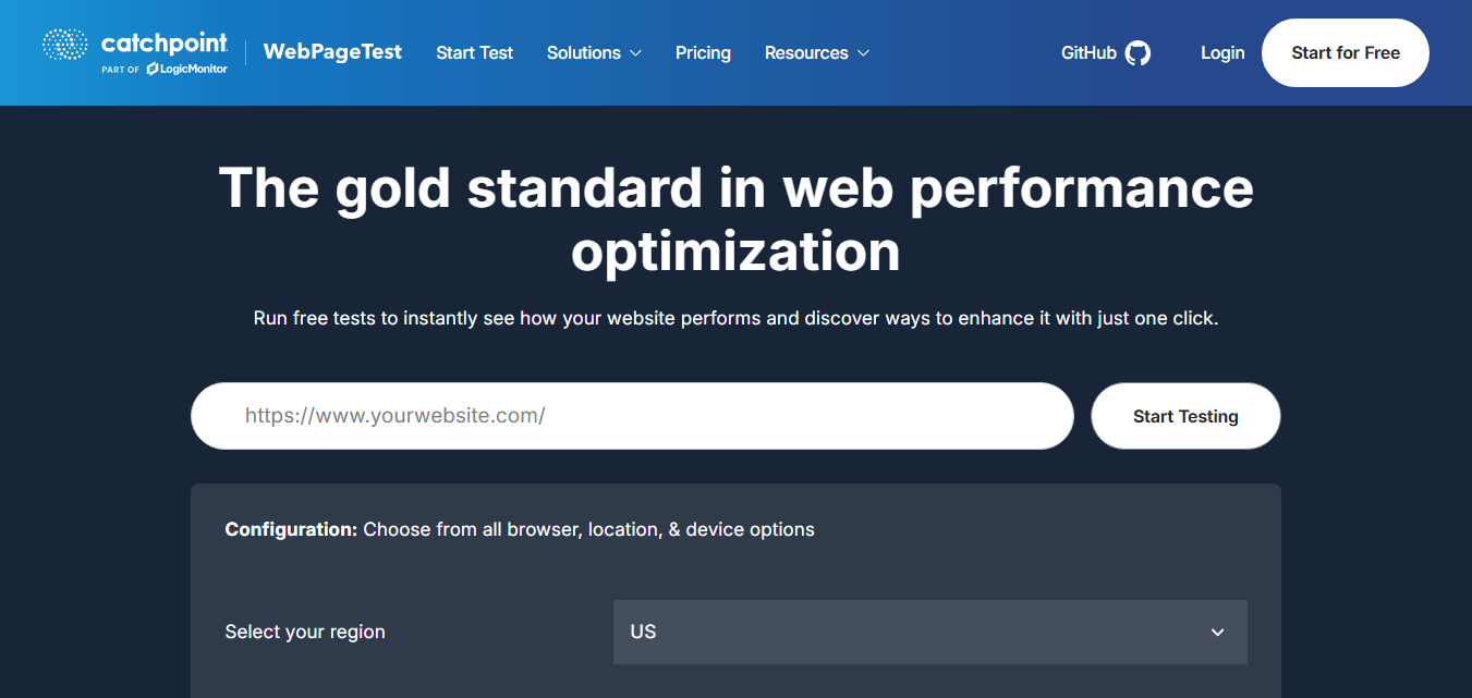 WebPageTest Website Performance Tool